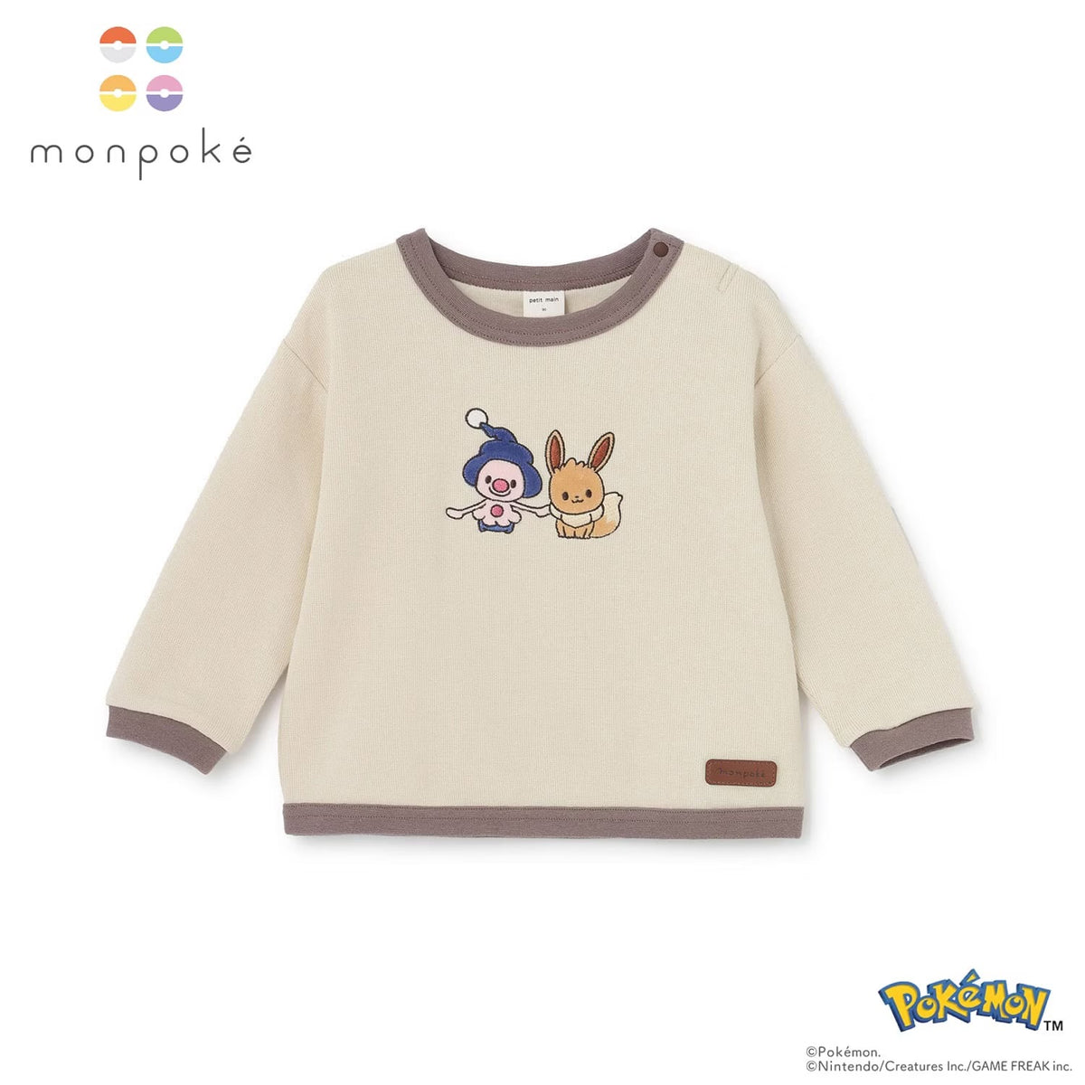 日本童裝 pe#main x【monpoke】貼花長袖上衣 80-120cm 男童款/女童款 秋季 TOPS