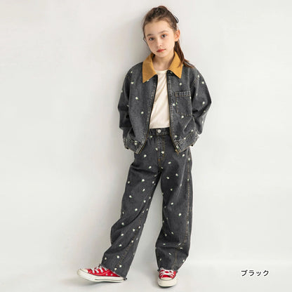 日本童裝 Branshes x Ou? by EDWIN 翻領花卉刺繡牛仔外套 90-150cm 女童款 秋季 OUTERWEAR