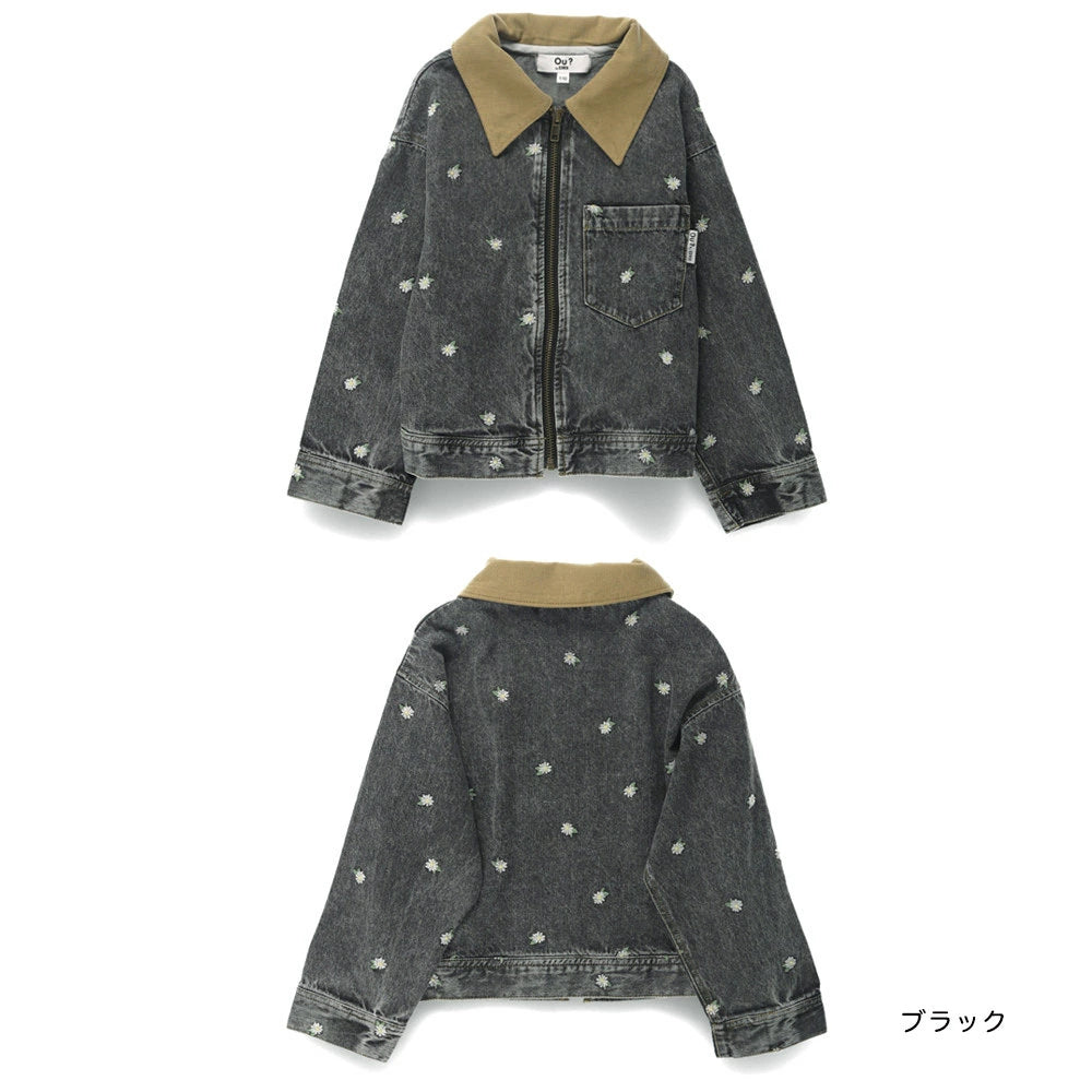 日本童裝 Branshes x Ou? by EDWIN 翻領花卉刺繡牛仔外套 90-150cm 女童款 秋季 OUTERWEAR