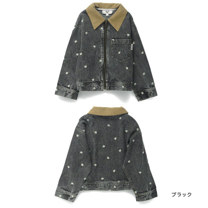 日本童裝 Branshes x Ou? by EDWIN 翻領花卉刺繡牛仔外套 90-150cm 女童款 秋季 OUTERWEAR