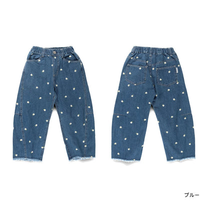 日本童裝 Branshes x Ou? by EDWIN 花卉刺繡牛仔褲 90-150cm 女童款 秋季 PANTS