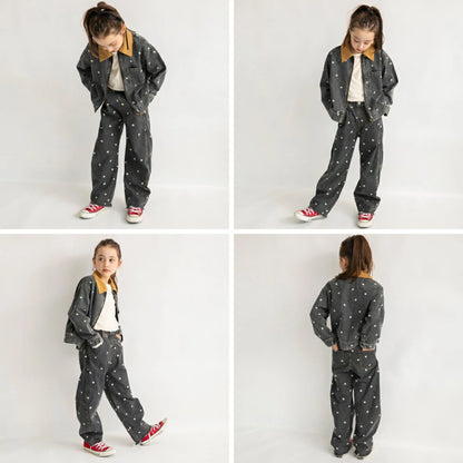 日本童裝 Branshes x Ou? by EDWIN 花卉刺繡牛仔褲 90-150cm 女童款 秋季 PANTS