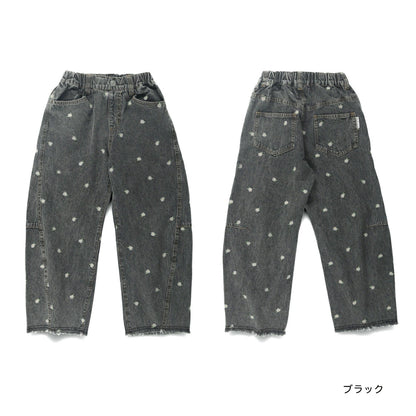 日本童裝 Branshes x Ou? by EDWIN 花卉刺繡牛仔褲 90-150cm 女童款 秋季 PANTS