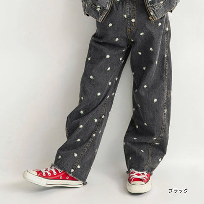 日本童裝 Branshes x Ou? by EDWIN 花卉刺繡牛仔褲 90-150cm 女童款 秋季 PANTS