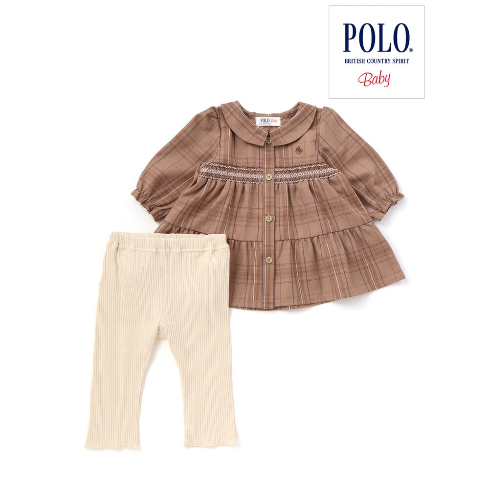 日本童裝  SLAP SLIP x POLO BCS 格仔連身裙及打底褲套裝 70-80cm 女童款 初生嬰兒 秋季 DRESSES PANTS