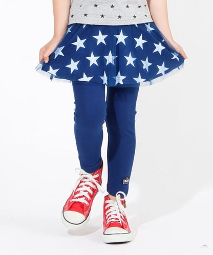 現貨區1-2日寄出--日本童裝 Babydoll 滿印假兩件裙連打底褲 120cm 女童款 四季 SKIRTS PANTS