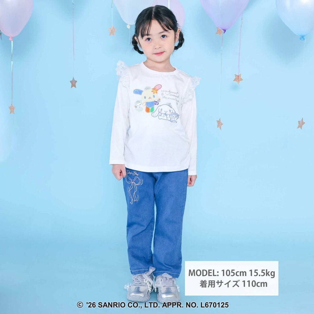 日本童裝 Slap Slip x Sanrio 肩部刺繡荷葉邊長袖上衣 80-130cm 女童款 秋季 TOPS 其他品牌童裝