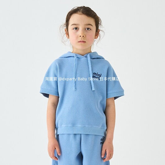 Japanese children's clothing mini#ML waffle hooded top 90-140cm boys/girls summer TOPS 