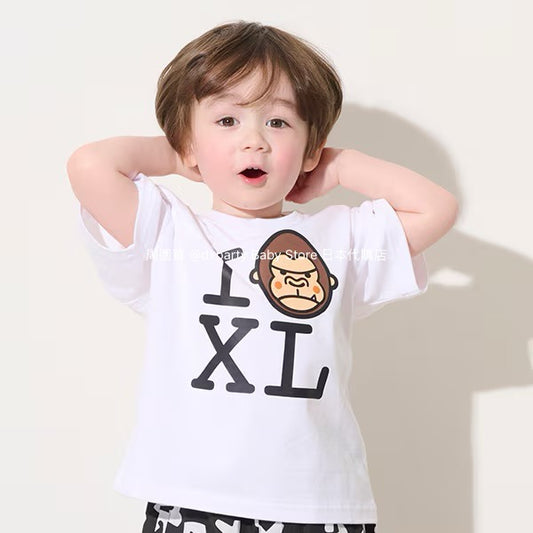 Japanese children's clothing XLARGE KIDS I LOVE XL top 80-140cm boys' summer TOPS 
