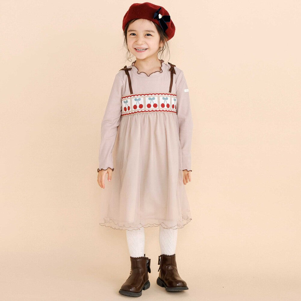 日本童裝  SLAP SLIP 鉤編薄紗羅紋連身裙 80-130cm 女童款 冬季 DRESSES