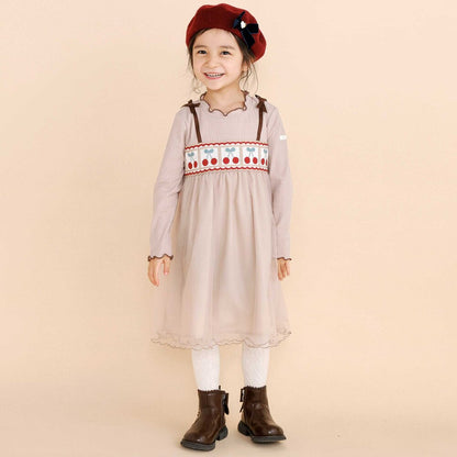 日本童裝  SLAP SLIP 鉤編薄紗羅紋連身裙 80-130cm 女童款 冬季 DRESSES