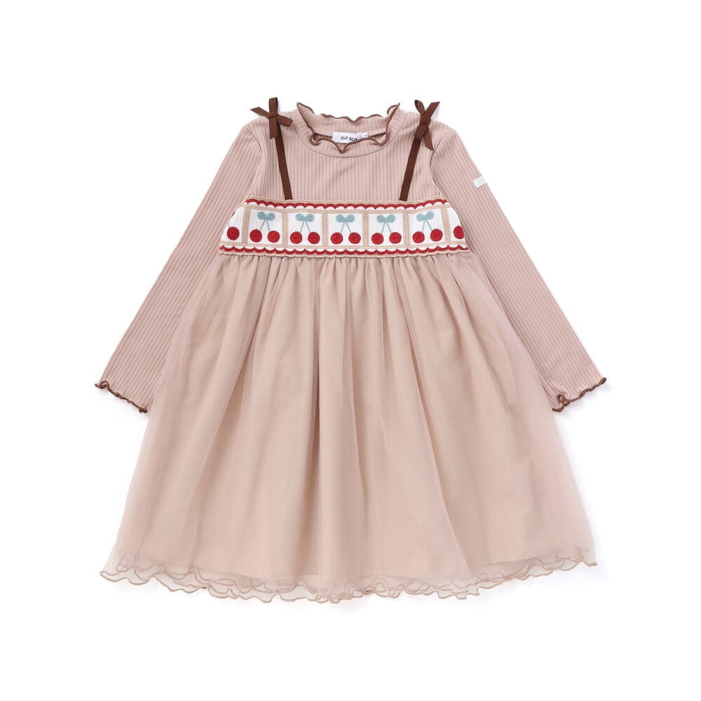 日本童裝  SLAP SLIP 鉤編薄紗羅紋連身裙 80-130cm 女童款 冬季 DRESSES