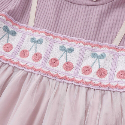 日本童裝  SLAP SLIP 鉤編薄紗羅紋連身裙 80-130cm 女童款 冬季 DRESSES