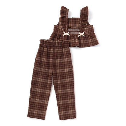 日本童裝  SLAP SLIP 荷葉邊吊帶+長褲套裝 80-130cm 女童款 秋季 TOPS PANTS