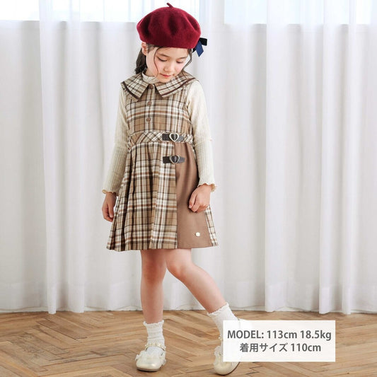 日本童裝  SLAP SLIP 水手領格紋背心連身裙 90-130cm 女童款 秋季 DRESSES
