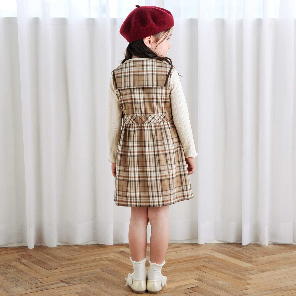 日本童裝  SLAP SLIP 水手領格紋背心連身裙 90-130cm 女童款 秋季 DRESSES