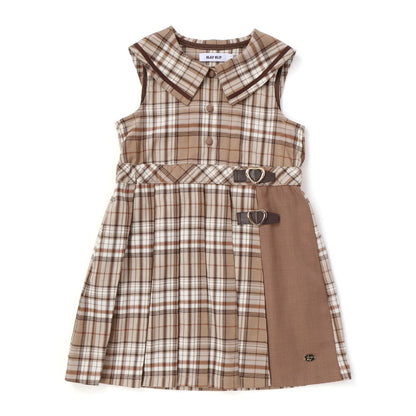 日本童裝  SLAP SLIP 水手領格紋背心連身裙 90-130cm 女童款 秋季 DRESSES