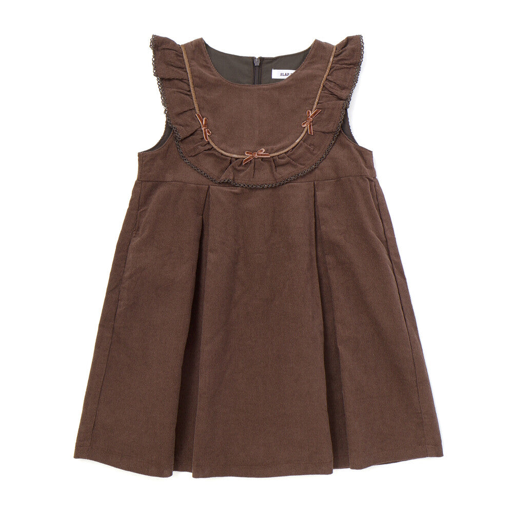 日本童裝  SLAP SLIP 荷葉邊燈芯絨背心裙 80-130cm 女童款 秋季 DRESSES