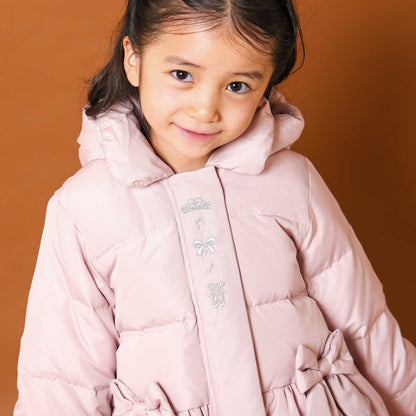 日本童裝  SLAP SLIP 荷葉邊緞帶羽絨外套 90-130cm 女童款 冬季 (適合寒冷天氣、溫度低天氣及落雪）OUTERWEAR