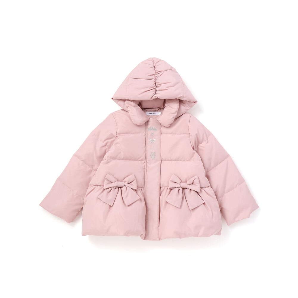 日本童裝  SLAP SLIP 荷葉邊緞帶羽絨外套 90-130cm 女童款 冬季 (適合寒冷天氣、溫度低天氣及落雪）OUTERWEAR