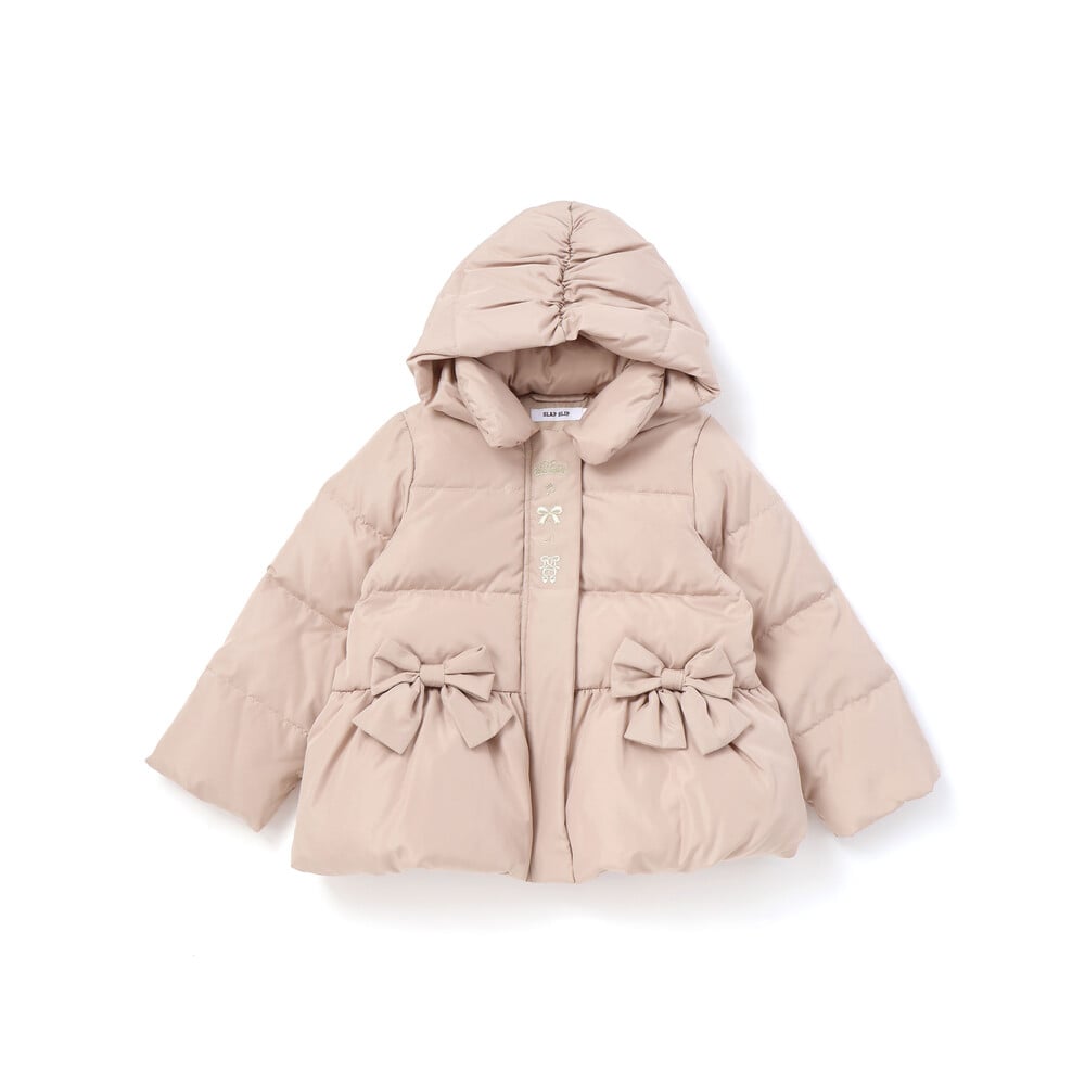 日本童裝  SLAP SLIP 荷葉邊緞帶羽絨外套 90-130cm 女童款 冬季 (適合寒冷天氣、溫度低天氣及落雪）OUTERWEAR