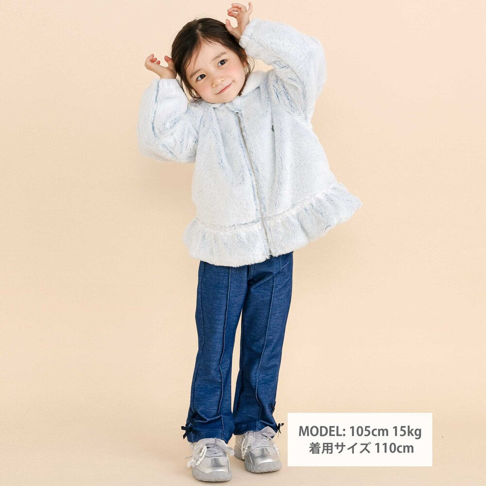 日本童裝  SLAP SLIP 毛毛荷葉邊蕾絲外套 90-130cm 女童款 冬季 (適合初秋、香港平均溫度、寒冷天氣）OUTERWEAR