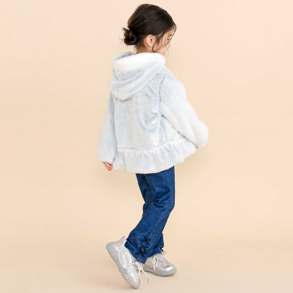 日本童裝  SLAP SLIP 毛毛荷葉邊蕾絲外套 90-130cm 女童款 冬季 (適合初秋、香港平均溫度、寒冷天氣）OUTERWEAR
