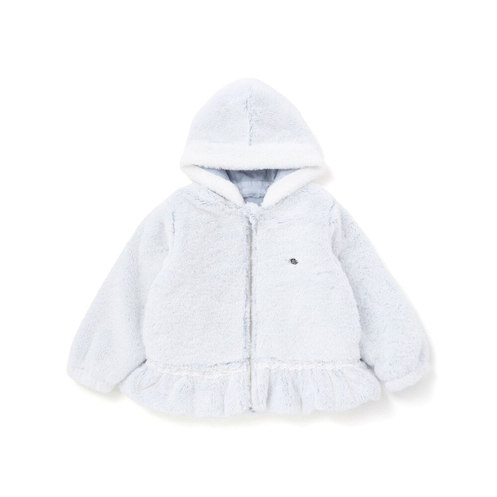 日本童裝  SLAP SLIP 毛毛荷葉邊蕾絲外套 90-130cm 女童款 冬季 (適合初秋、香港平均溫度、寒冷天氣）OUTERWEAR