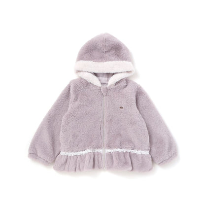 日本童裝  SLAP SLIP 毛毛荷葉邊蕾絲外套 90-130cm 女童款 冬季 (適合初秋、香港平均溫度、寒冷天氣）OUTERWEAR