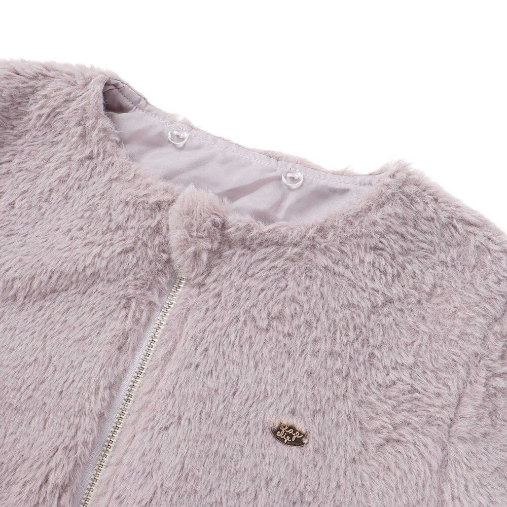 日本童裝  SLAP SLIP 毛毛荷葉邊蕾絲外套 90-130cm 女童款 冬季 (適合初秋、香港平均溫度、寒冷天氣）OUTERWEAR