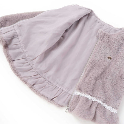 日本童裝  SLAP SLIP 毛毛荷葉邊蕾絲外套 90-130cm 女童款 冬季 (適合初秋、香港平均溫度、寒冷天氣）OUTERWEAR
