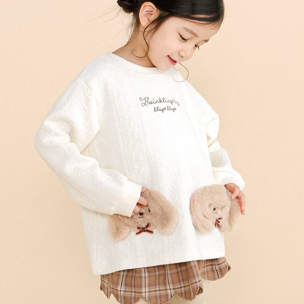 日本童裝  SLAP SLIP 動物毛毛口袋上衣 80-130cm 女童款 秋季 TOPS