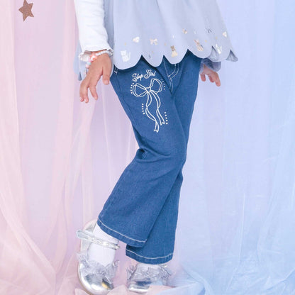日本童裝  SLAP SLIP 蝴蝶結牛仔長褲 80-130cm 女童款 秋季 PANTS