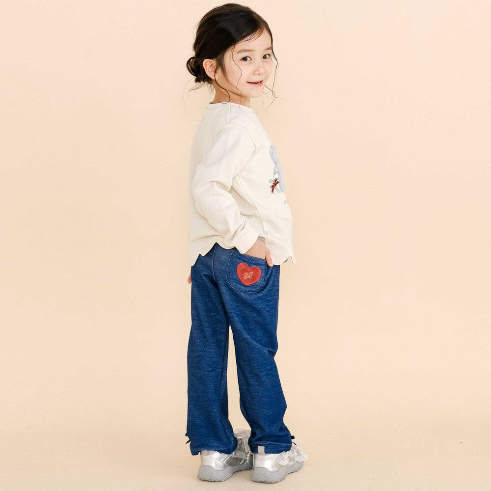 日本童裝  SLAP SLIP 緞帶心型貼片長褲 80-130cm 女童款 秋季  PANTS