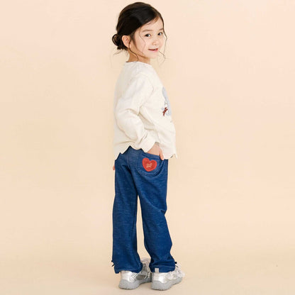 日本童裝  SLAP SLIP 緞帶心型貼片長褲 80-130cm 女童款 秋季  PANTS