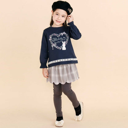 日本童裝  SLAP SLIP 假兩件格紋扇形裙連褲 80-130cm 女童款 秋季  SKIRTS PANTS