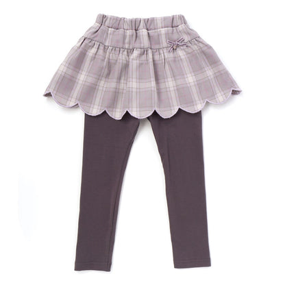 日本童裝  SLAP SLIP 假兩件格紋扇形裙連褲 80-130cm 女童款 秋季  SKIRTS PANTS