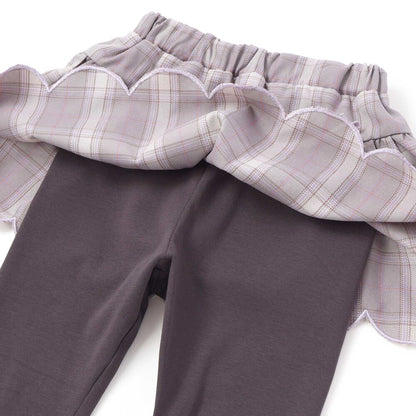 日本童裝  SLAP SLIP 假兩件格紋扇形裙連褲 80-130cm 女童款 秋季  SKIRTS PANTS