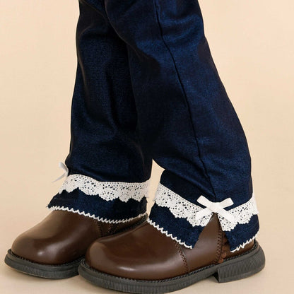 日本童裝  SLAP SLIP 蝴蝶結口袋蕾絲邊長褲 90-130cm 女童款 秋季 PANTS