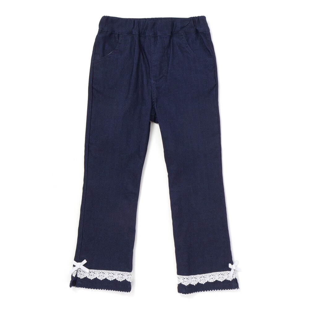日本童裝  SLAP SLIP 蝴蝶結口袋蕾絲邊長褲 90-130cm 女童款 秋季 PANTS