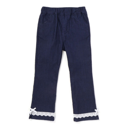 日本童裝  SLAP SLIP 蝴蝶結口袋蕾絲邊長褲 90-130cm 女童款 秋季 PANTS