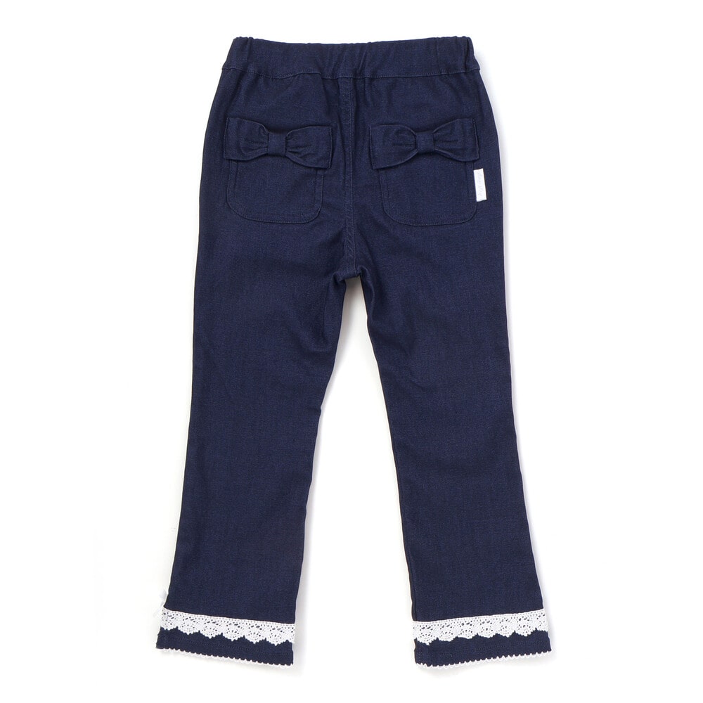 日本童裝  SLAP SLIP 蝴蝶結口袋蕾絲邊長褲 90-130cm 女童款 秋季 PANTS