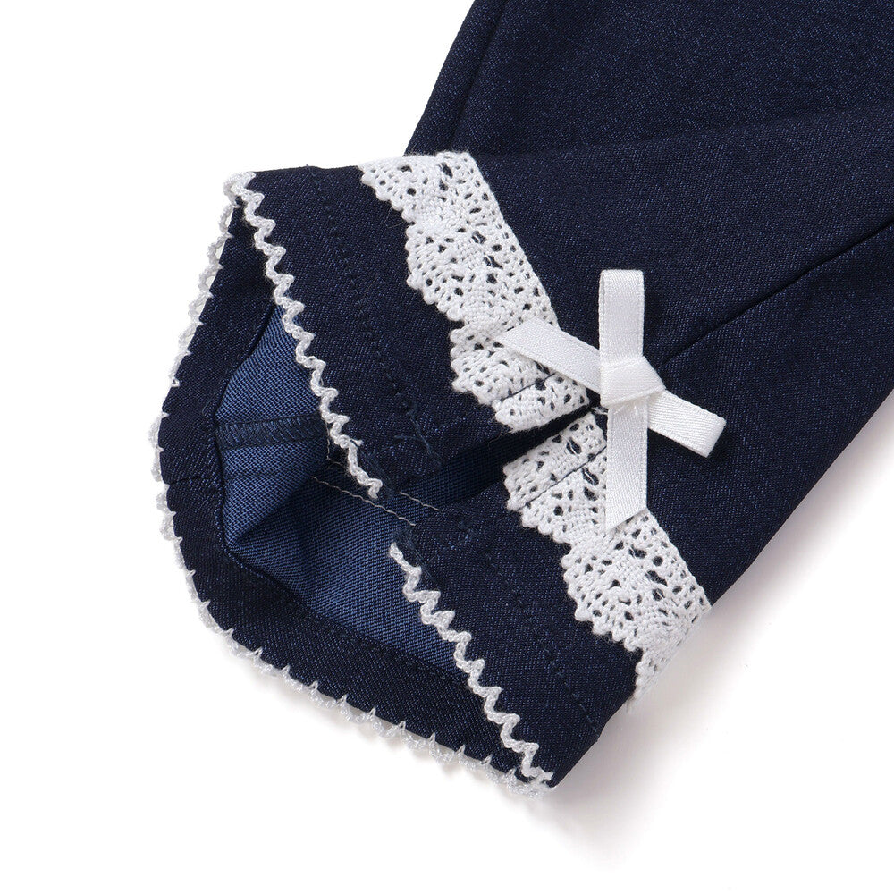日本童裝  SLAP SLIP 蝴蝶結口袋蕾絲邊長褲 90-130cm 女童款 秋季 PANTS