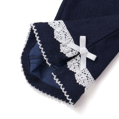 日本童裝  SLAP SLIP 蝴蝶結口袋蕾絲邊長褲 90-130cm 女童款 秋季 PANTS