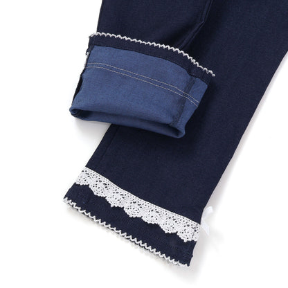 日本童裝  SLAP SLIP 蝴蝶結口袋蕾絲邊長褲 90-130cm 女童款 秋季 PANTS