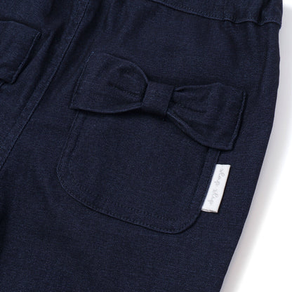 日本童裝  SLAP SLIP 蝴蝶結口袋蕾絲邊長褲 90-130cm 女童款 秋季 PANTS