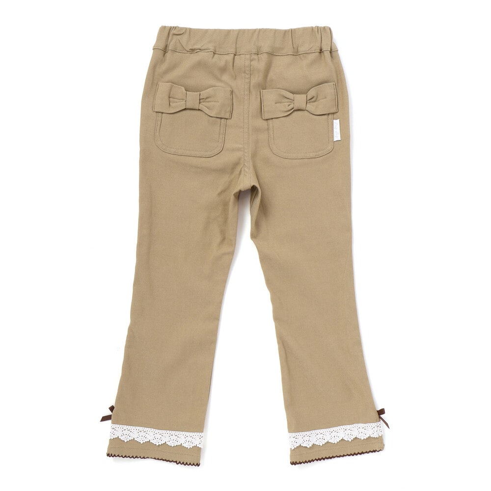 日本童裝  SLAP SLIP 蝴蝶結口袋蕾絲邊長褲 90-130cm 女童款 秋季 PANTS