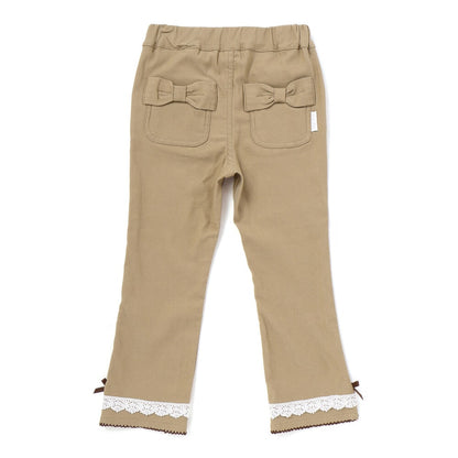 日本童裝  SLAP SLIP 蝴蝶結口袋蕾絲邊長褲 90-130cm 女童款 秋季 PANTS