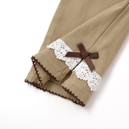 日本童裝  SLAP SLIP 蝴蝶結口袋蕾絲邊長褲 90-130cm 女童款 秋季 PANTS