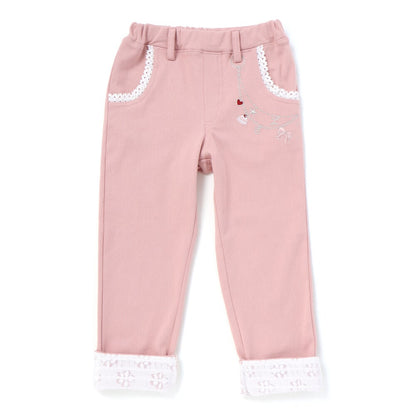 日本童裝  SLAP SLIP 刺繡圖案薄抓毛長褲 80-130cm 女童款 冬季 PANTS